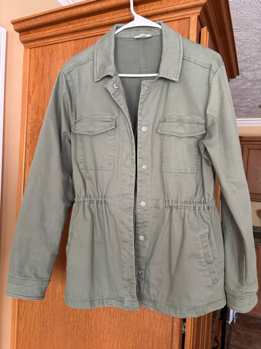 Wonderly Sage Green Utility Jacket with Drawstring Waist